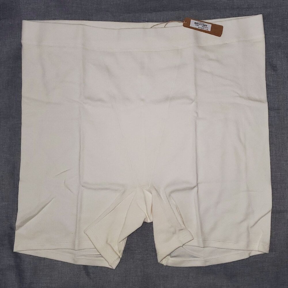 NWT SKIMS 4X Logo Pointelle Boxer MARBLE/BONE